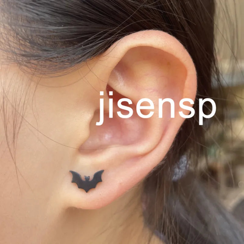 Multiple Tiny Stainless Steel Animal Earrings for Women Cute Hummingbird Fish Seahorse Wolf Earings Jewelry Accessory Gift