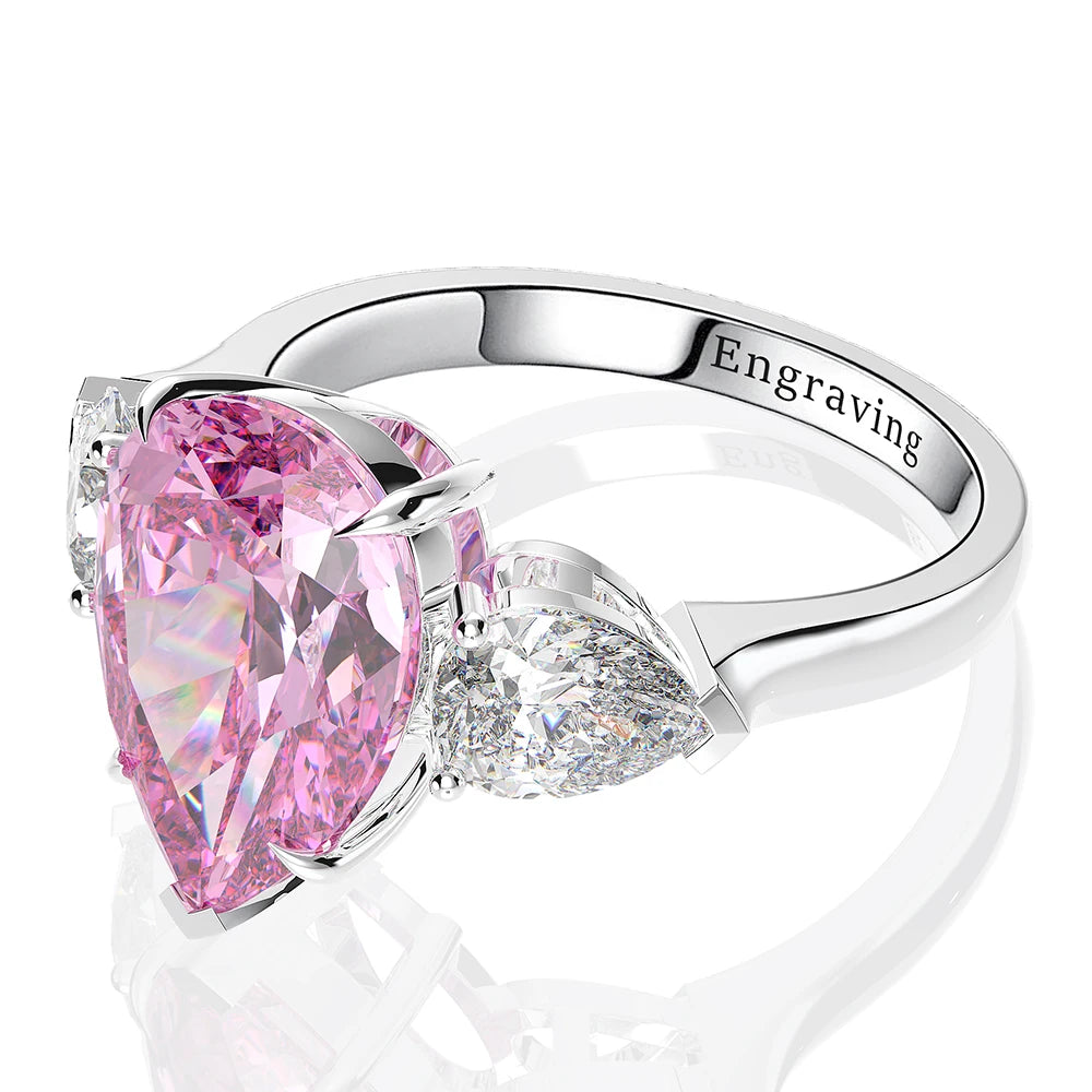 Wong Rain 925 Sterling Silver Pear Lab Sapphire High Carbon Diamonds Gemstone Wedding Engagement Ring Fine Jewelry Wholesale