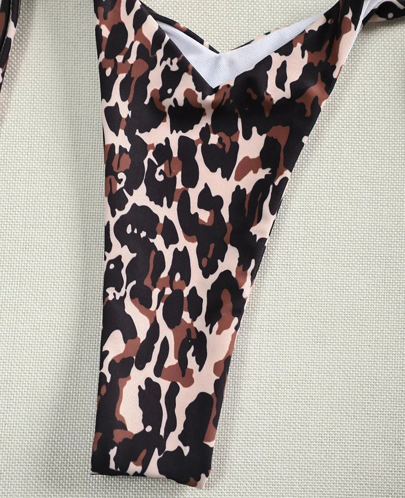 Sexy Printed Ruffled Frilled Thong Bikini Women Swimwear Female Swimsuit Two Pieces Bikini set Micro String Bathing Suit Swim