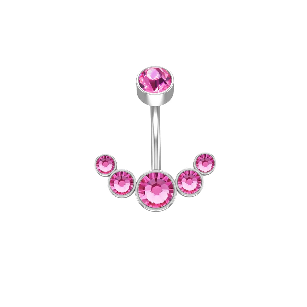 New Pink Series Heart Snake Crystal Zircon Belly Button Rings Fashion Cross Butterfly Dangled Belly Piercing for Women Jewelry