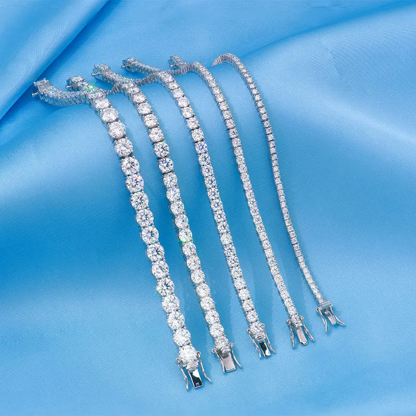 Men's Women's High-End Cross-Border Jewelry 2-6mm Full-Set S925 Silver Plated Moissanite Bracelet Dropshipping Accessible Luxury