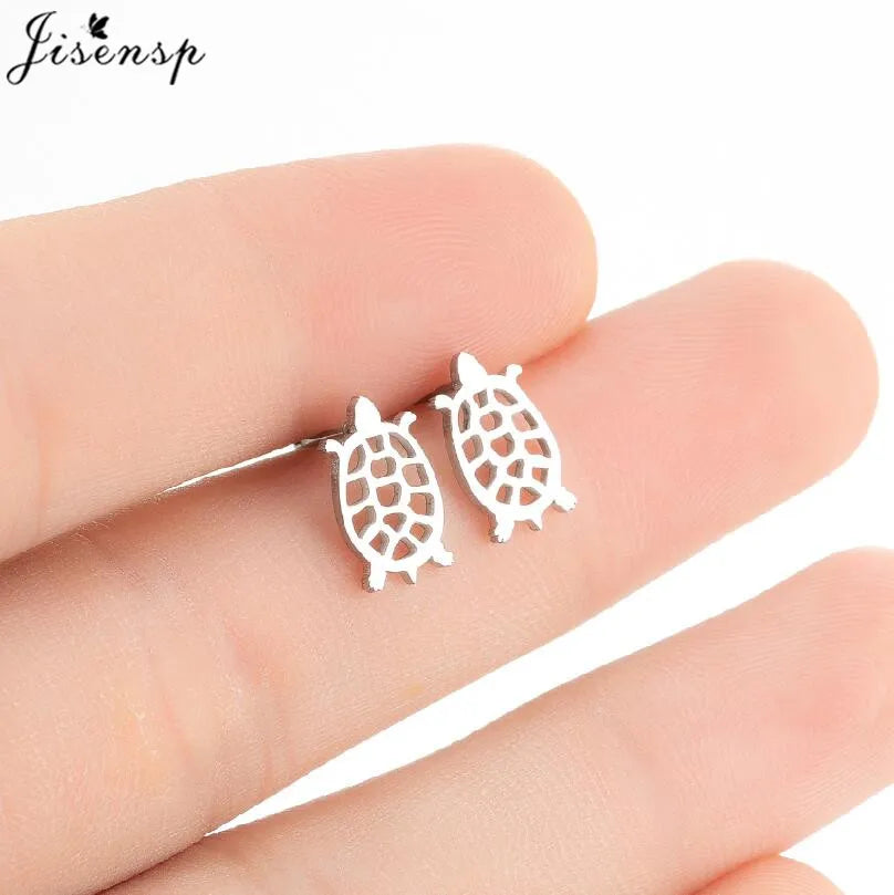 Multiple Tiny Stainless Steel Animal Earrings for Women Cute Hummingbird Fish Seahorse Wolf Earings Jewelry Accessory Gift