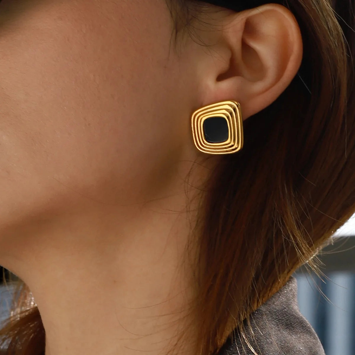 New Style Dainty 18K Gold Stainless Steel Earring Pearl Fashion Flower Glass Pearl Drop Earrings