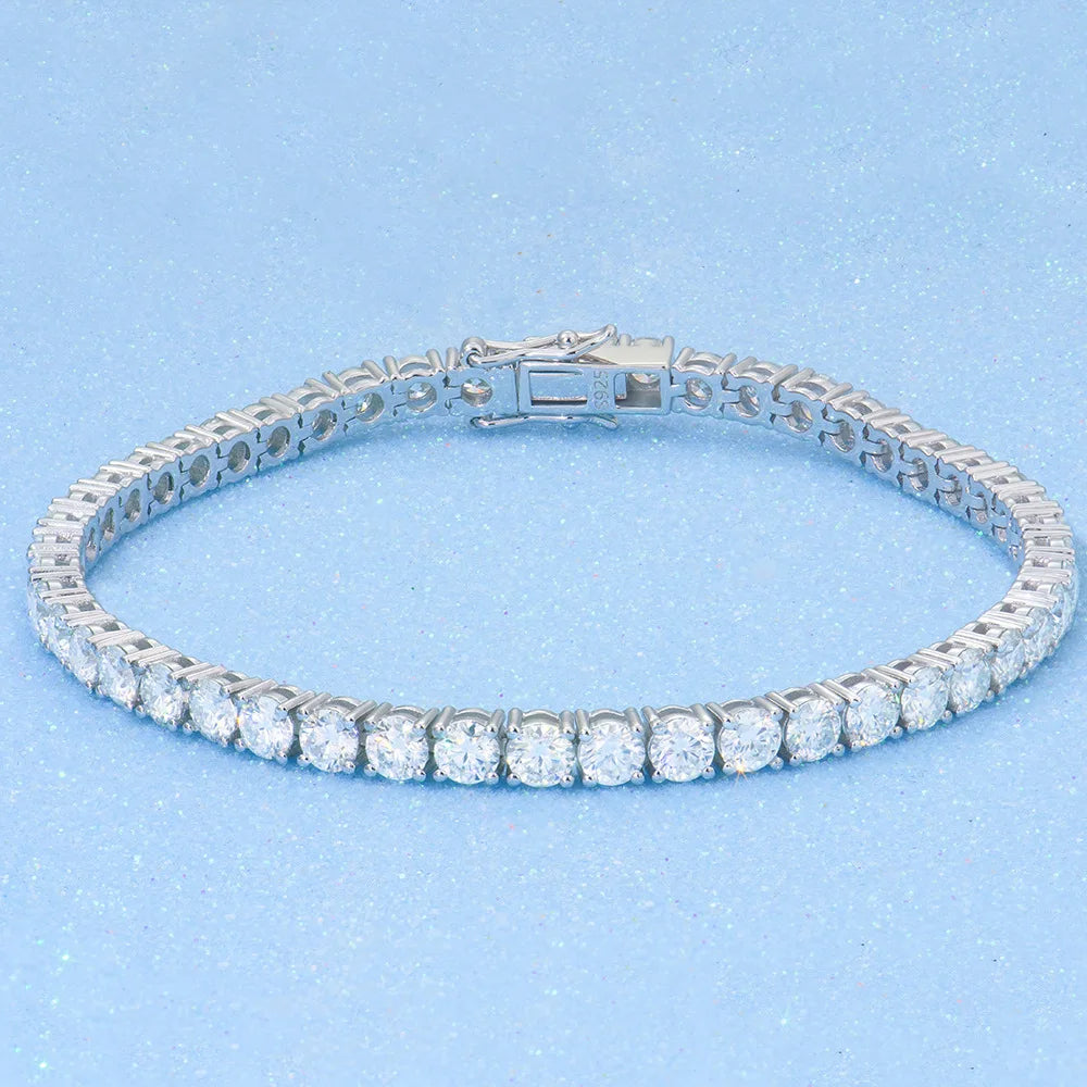 Men's Women's High-End Cross-Border Jewelry 2-6mm Full-Set S925 Silver Plated Moissanite Bracelet Dropshipping Accessible Luxury