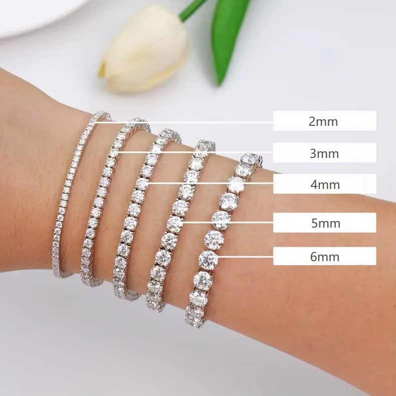 Men's Women's High-End Cross-Border Jewelry 2-6mm Full-Set S925 Silver Plated Moissanite Bracelet Dropshipping Accessible Luxury