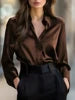 Korean Office Lady Trend Casual Shirt Elegant Blouses for Women Satin Multicolor Basic Slim Shirt Solid All-Match Top French New