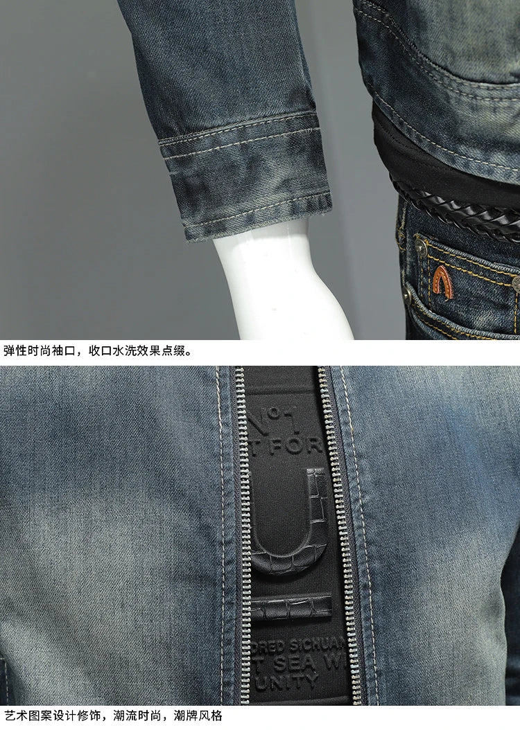 Spring Autumn Men Denim Jackets Mens Casual Tide Brand Classic Cotton Coat Outwear Male Trend Solid Color Jeans Jackets