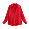CS8455  New 2024 Elegant Design Solid Color Office Lady Satin Blouse Women Shirt Tops