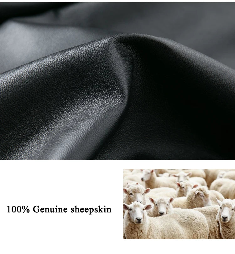 Women Lace-up Genuine Leather Skirt Female Winter Pure Sheep Skin Knee Length Saias With Belt Feminina Neat Stitches Wrap Jupe