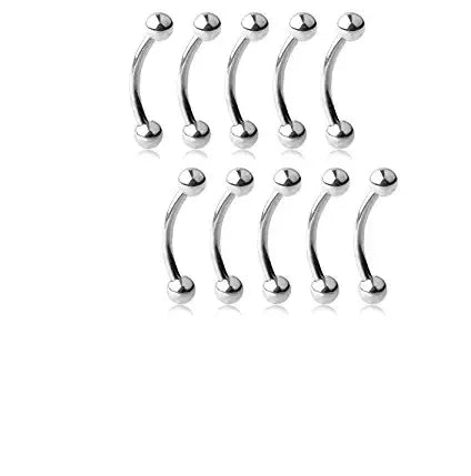 LOT50pcs Body Piercing Jewelry - 5 Colors Eyebrow Tragus Bar Piercing Curved 16g Eyebrow Piercing