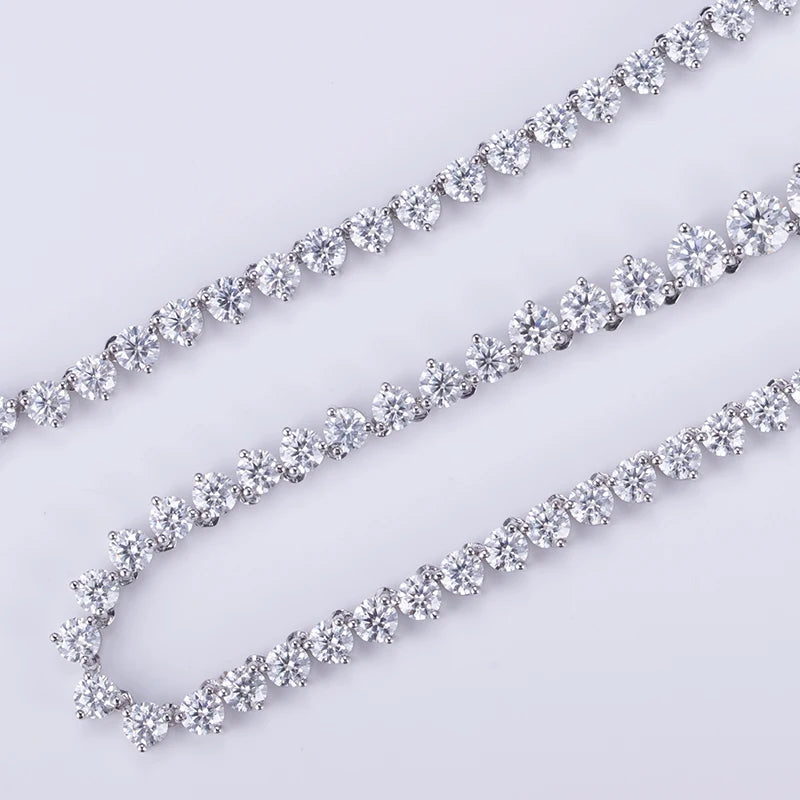 MSN-501 3 Claw Setting Tennis Chains 18k 14k 10K Gold Jewelry Moissanite Diamond Tennis Necklace