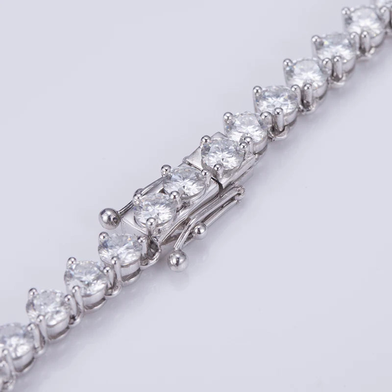 MSN-501 3 Claw Setting Tennis Chains 18k 14k 10K Gold Jewelry Moissanite Diamond Tennis Necklace