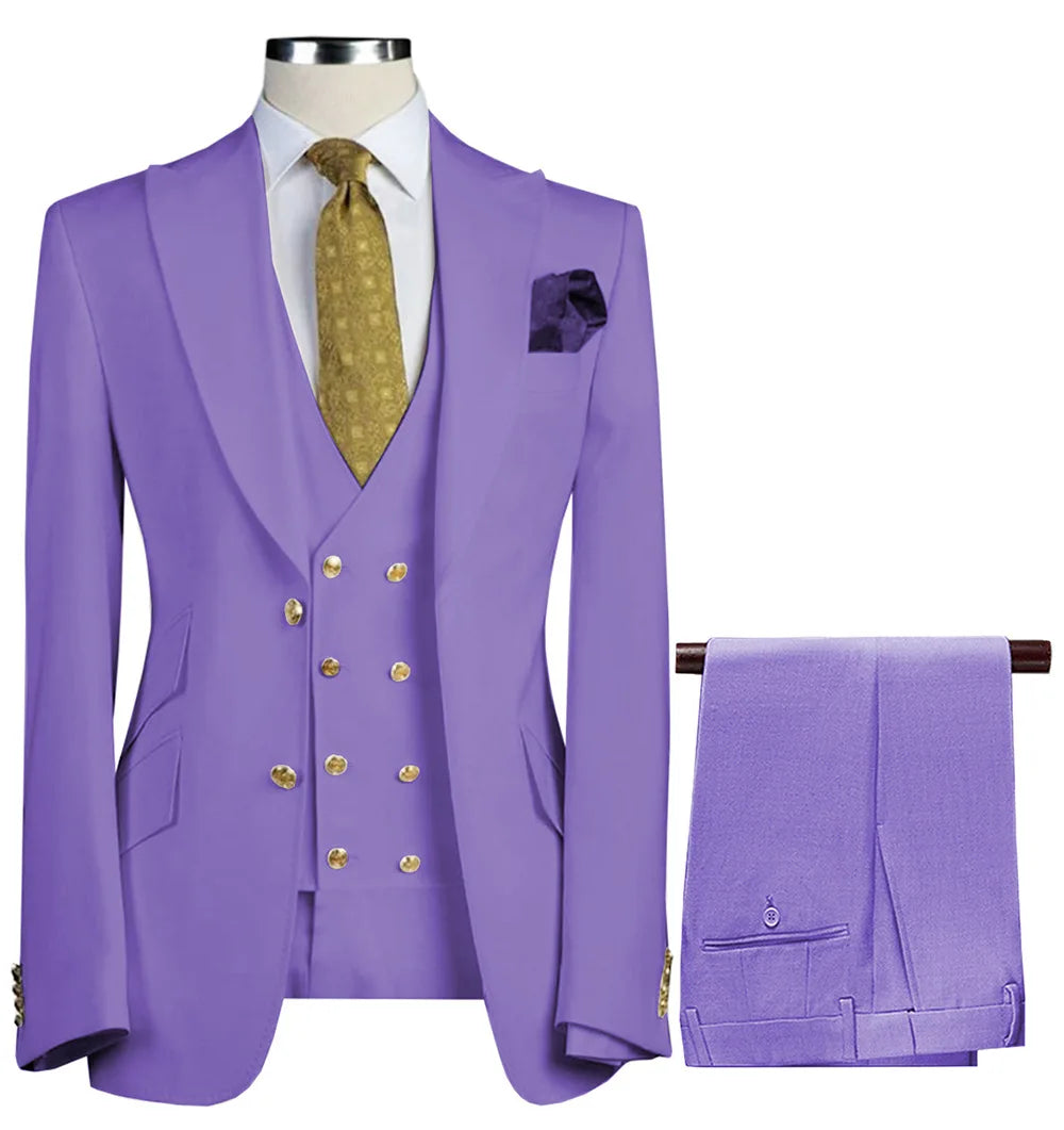 Blazers Vest Pants Sets 2024 New Fashion Groom Wedding Dress Suits Men Casual Business 3 Pcs Set Suit Jacket Coat Trousers