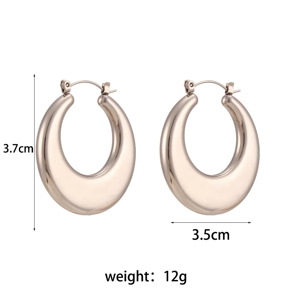 Europe and the United States Ins Thick Cylindrical Hollow Earrings Women'S Stainless Steel Plated 18k Earrings Wholesale