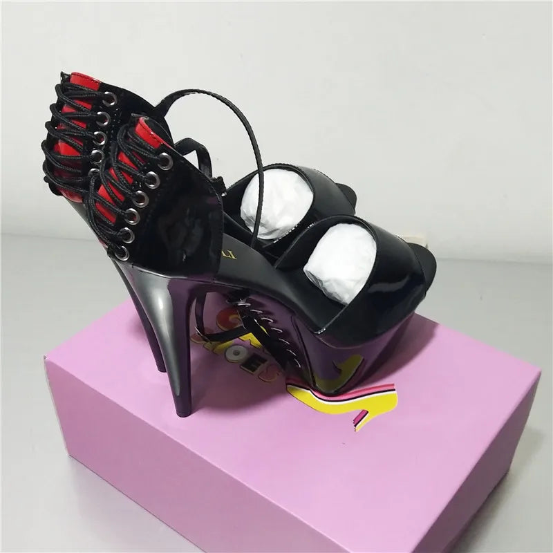 6 inch, round head stiletto heels, model nightclub 15cm cross-bandage soles high-heeled pole dancing sandals