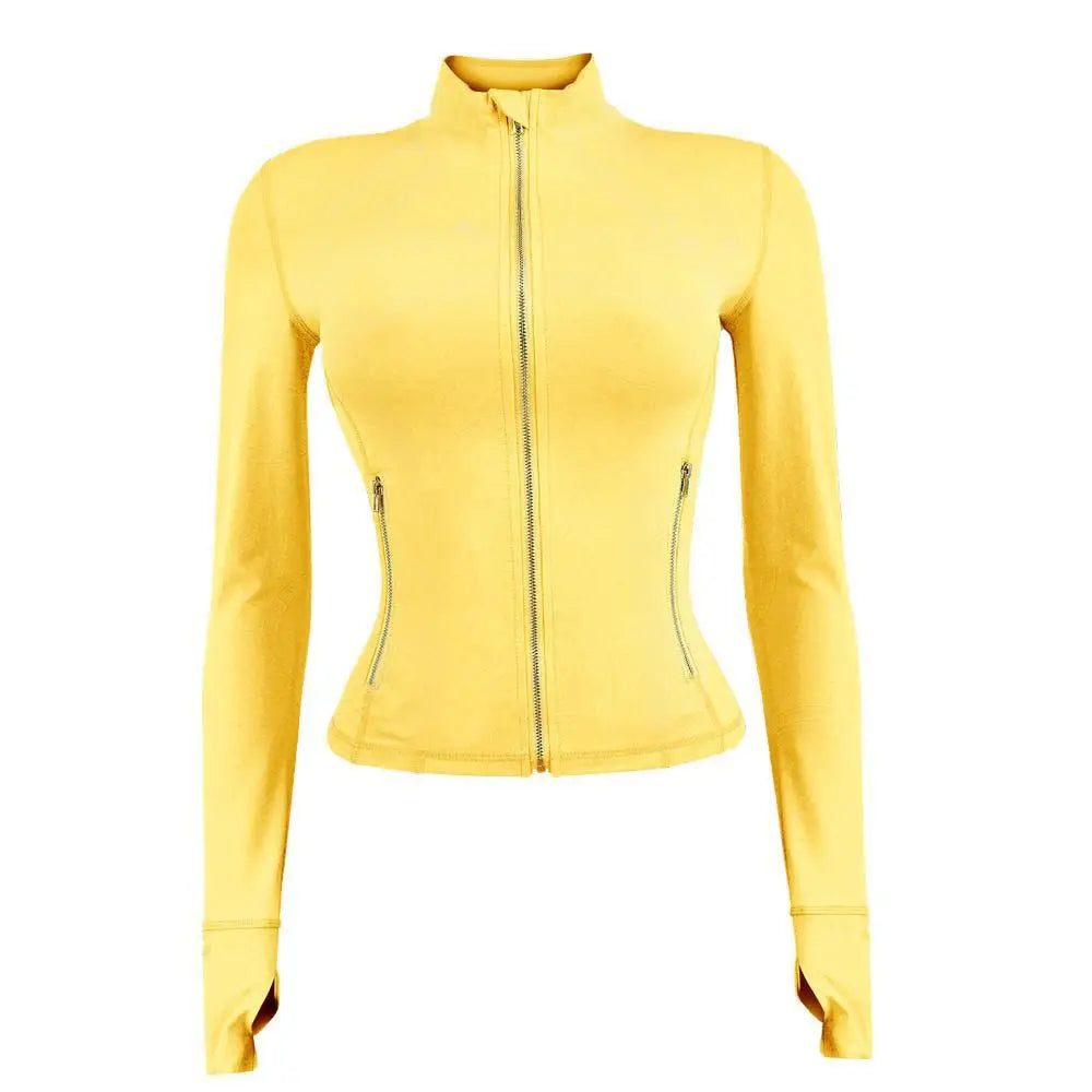 Women Yoga Jackets with Pockets Slim Fitness Thick High Quality Workout Outdoor Sportswear Long Sleeve Turtle Neck Casual Jacket