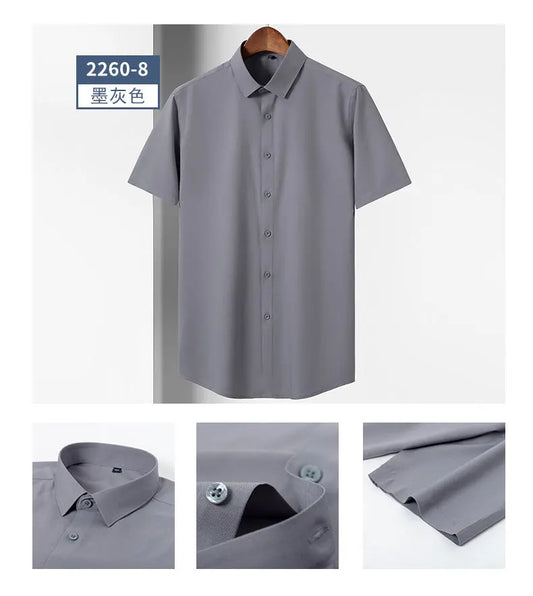 DAN Men's short sleeved shirt, solid color, breathable, casual,  business men's shirt K77A6-01-06