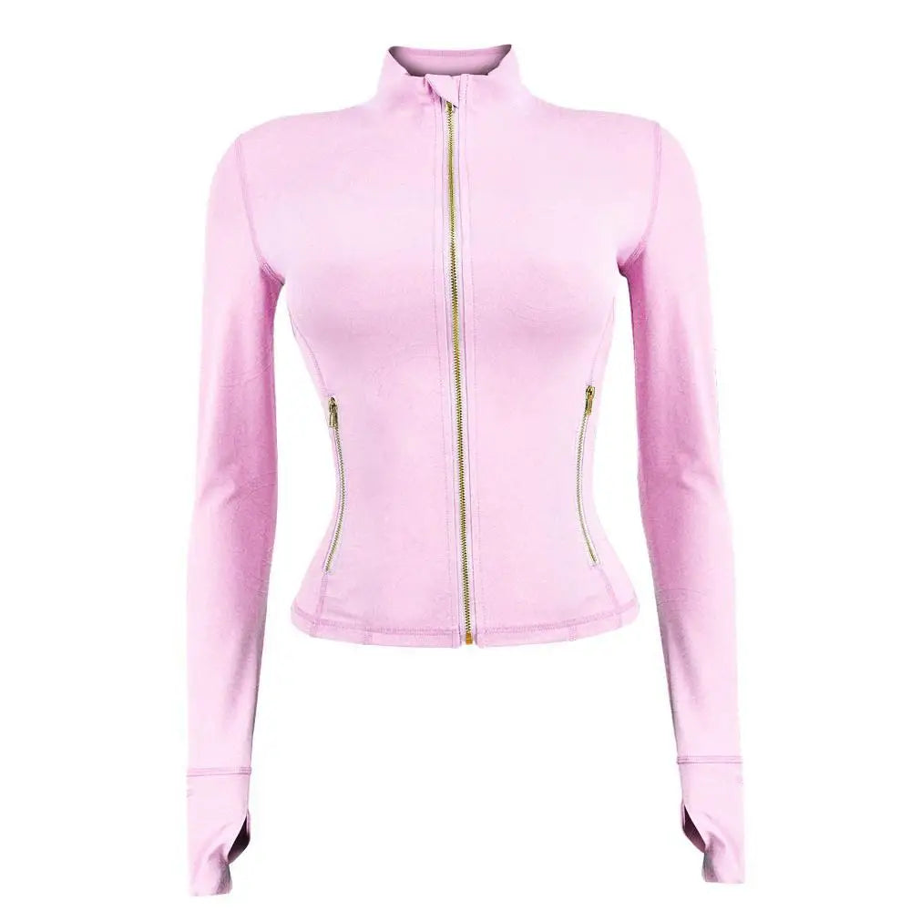 Women Yoga Jackets with Pockets Slim Fitness Thick High Quality Workout Outdoor Sportswear Long Sleeve Turtle Neck Casual Jacket