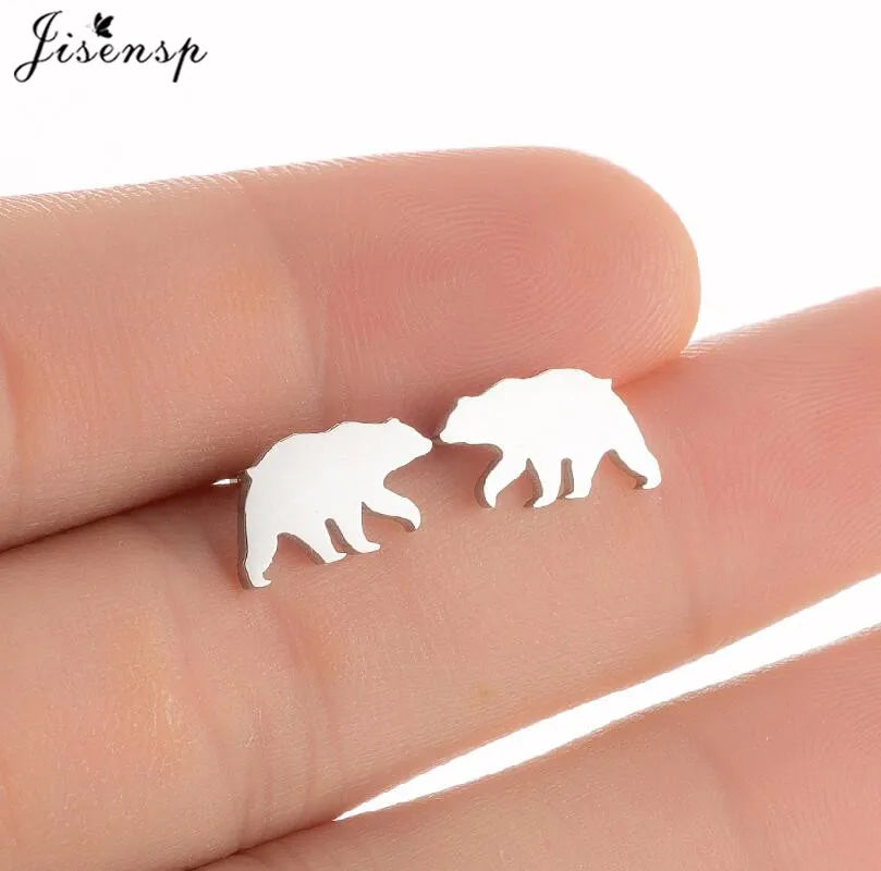 Multiple Tiny Stainless Steel Animal Earrings for Women Cute Hummingbird Fish Seahorse Wolf Earings Jewelry Accessory Gift