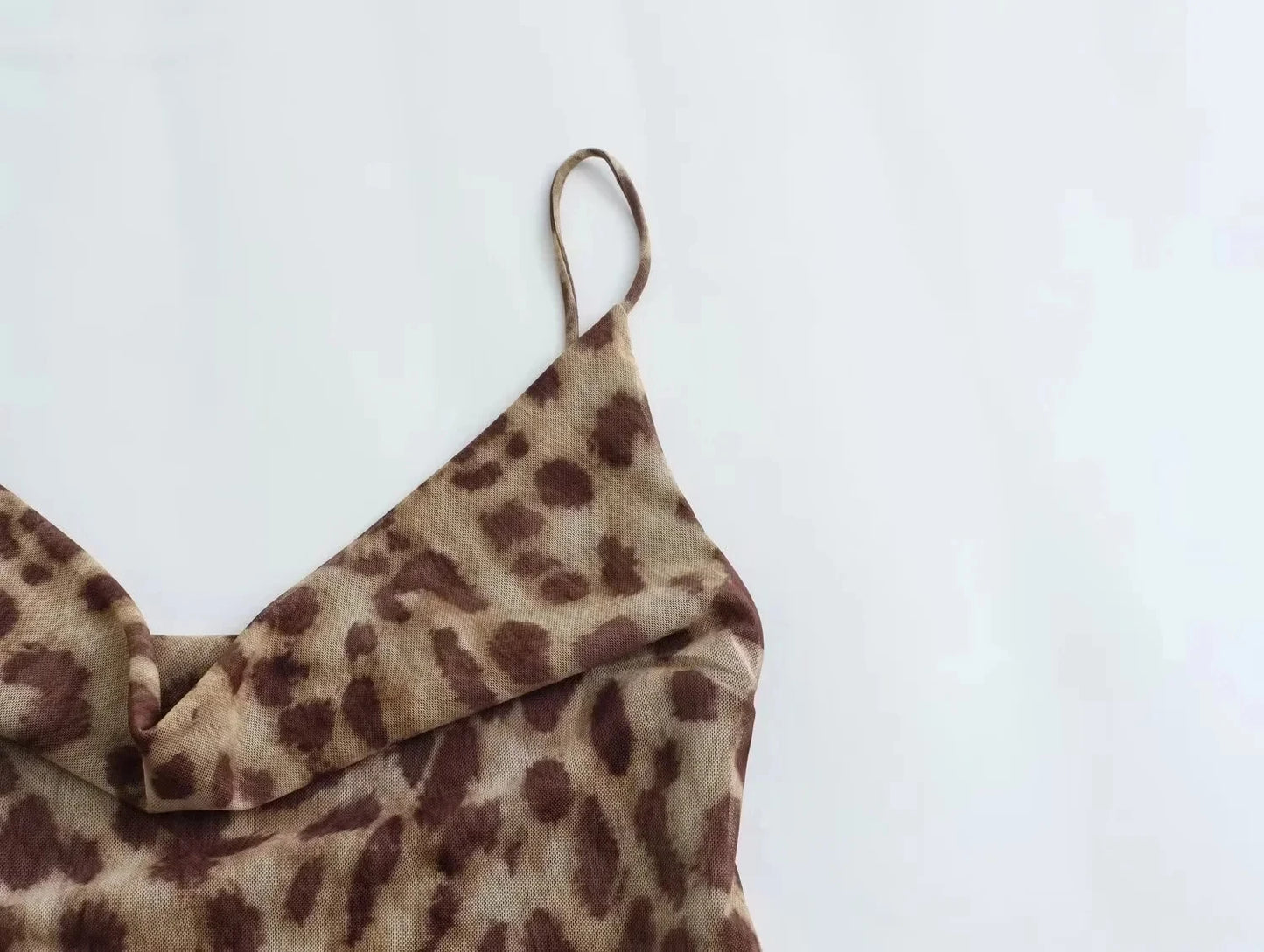 MYST&ZA Women's 2024 Spring and Summer New Fashion Sexy Backless Animal Print Tulle Suspender Dress 5039474