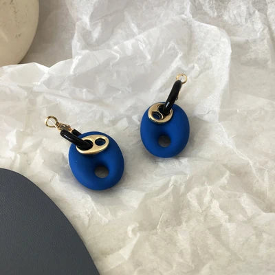 Korean Blue Geometric Acrylic Resin Drop Earrings for Women Statement Round Square Dangle Earrings 2022 Fashion Brincos Jewelry