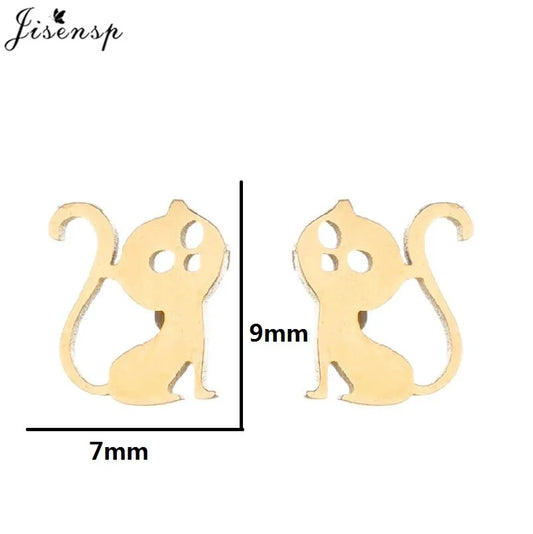 Multiple Tiny Stainless Steel Animal Earrings for Women Cute Hummingbird Fish Seahorse Wolf Earings Jewelry Accessory Gift