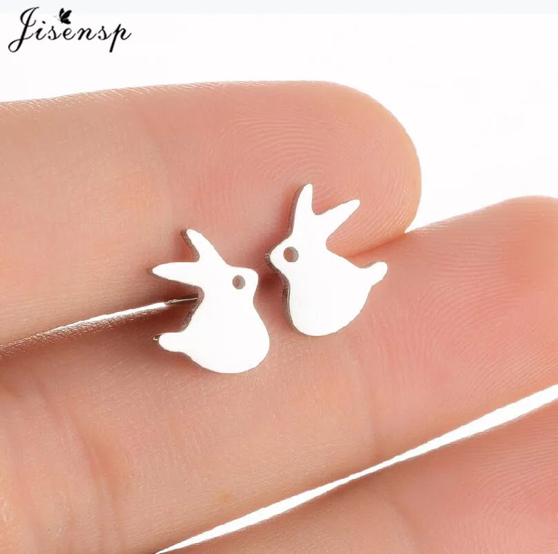 Multiple Tiny Stainless Steel Animal Earrings for Women Cute Hummingbird Fish Seahorse Wolf Earings Jewelry Accessory Gift