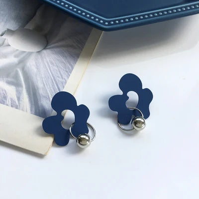 Korean Blue Geometric Acrylic Resin Drop Earrings for Women Statement Round Square Dangle Earrings 2022 Fashion Brincos Jewelry