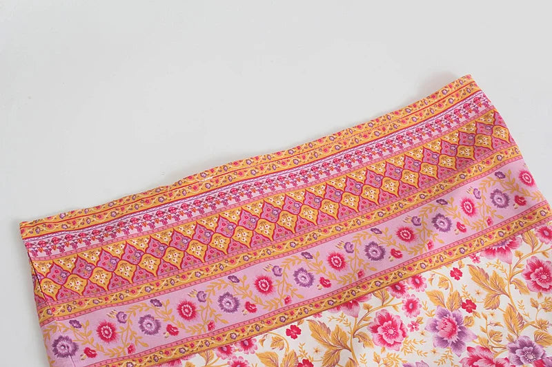 Happie Queens Vintage Floral Print Sashes Women Bohemian V Neck Batwing Sleeves  Happie Blouses  Robe Kimono Cover-ups