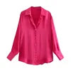 CS8455  New 2024 Elegant Design Solid Color Office Lady Satin Blouse Women Shirt Tops