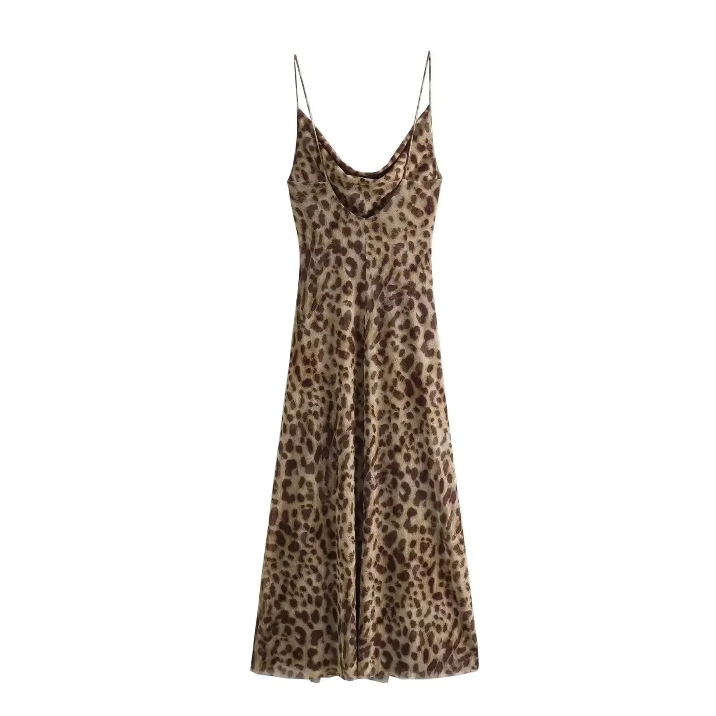 MYST&ZA Women's 2024 Spring and Summer New Fashion Sexy Backless Animal Print Tulle Suspender Dress 5039474