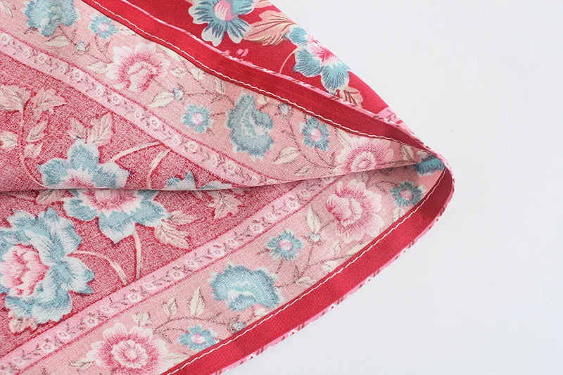 Happie Queens Vintage Floral Print Sashes Women Bohemian V Neck Batwing Sleeves  Happie Blouses  Robe Kimono Cover-ups