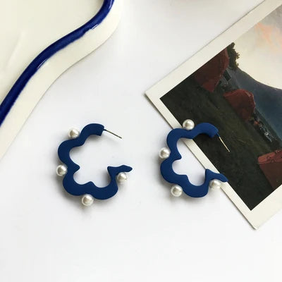 Korean Blue Geometric Acrylic Resin Drop Earrings for Women Statement Round Square Dangle Earrings 2022 Fashion Brincos Jewelry