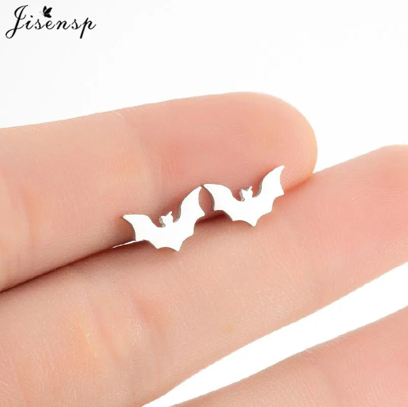 Multiple Tiny Stainless Steel Animal Earrings for Women Cute Hummingbird Fish Seahorse Wolf Earings Jewelry Accessory Gift