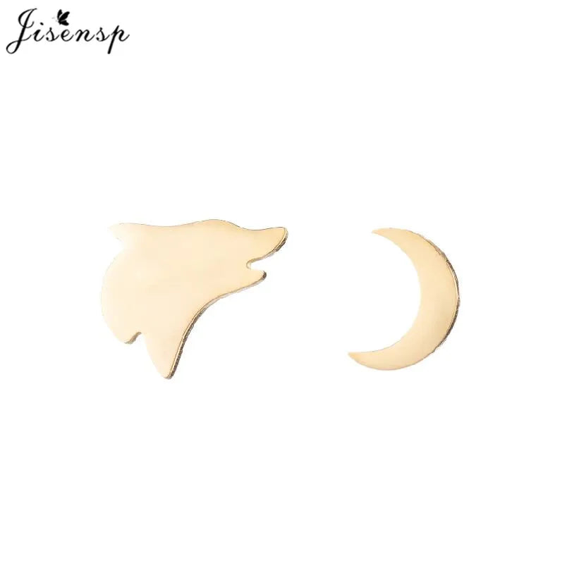 Multiple Tiny Stainless Steel Animal Earrings for Women Cute Hummingbird Fish Seahorse Wolf Earings Jewelry Accessory Gift