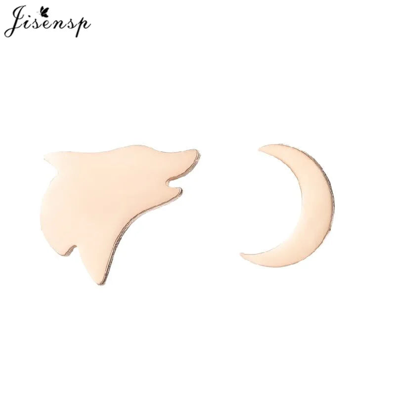 Multiple Tiny Stainless Steel Animal Earrings for Women Cute Hummingbird Fish Seahorse Wolf Earings Jewelry Accessory Gift