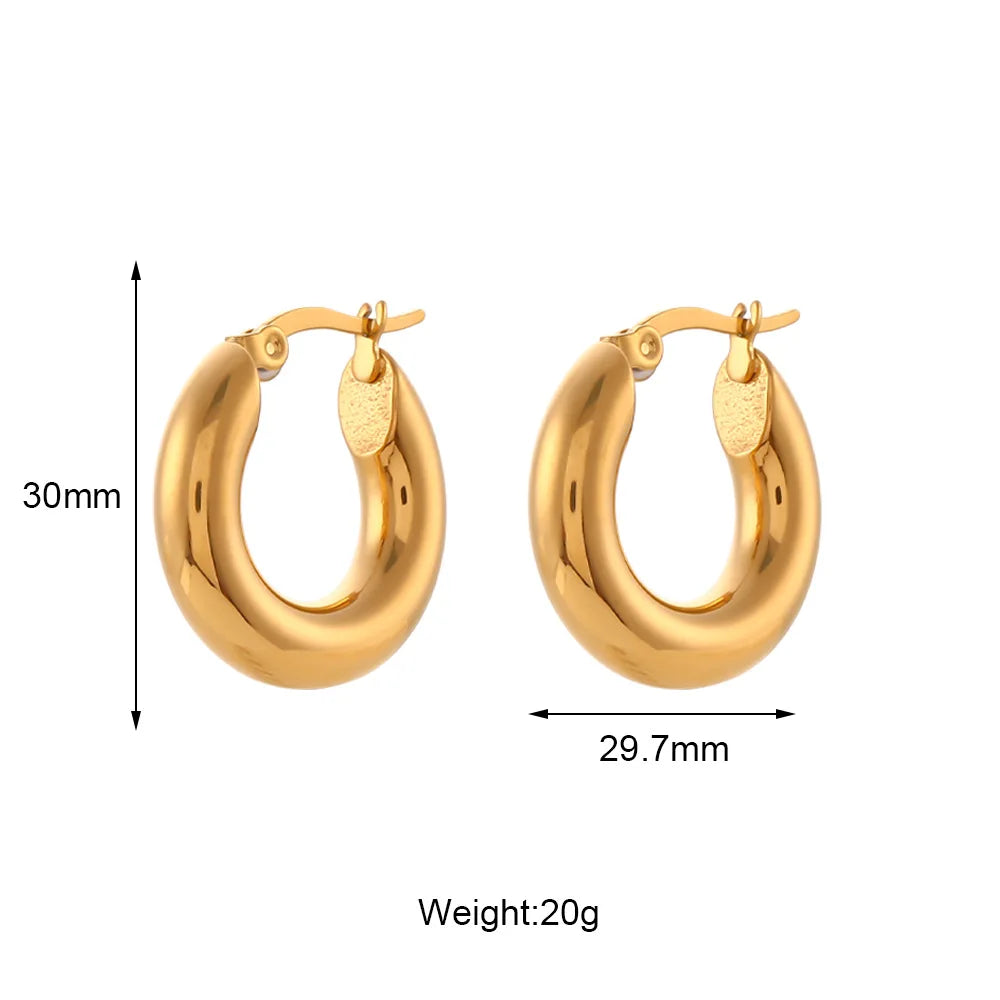 Europe and the United States Ins Thick Cylindrical Hollow Earrings Women'S Stainless Steel Plated 18k Earrings Wholesale
