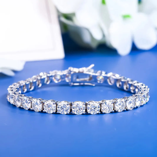 Men's Women's High-End Cross-Border Jewelry 2-6mm Full-Set S925 Silver Plated Moissanite Bracelet Dropshipping Accessible Luxury