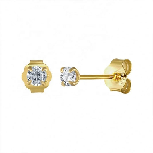 925 Sterling Silver Mini-4 Claws Diamond Stud Earrings Delicate Silver Jewelry