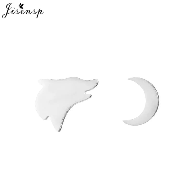 Multiple Tiny Stainless Steel Animal Earrings for Women Cute Hummingbird Fish Seahorse Wolf Earings Jewelry Accessory Gift