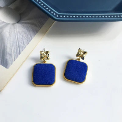 Korean Blue Geometric Acrylic Resin Drop Earrings for Women Statement Round Square Dangle Earrings 2022 Fashion Brincos Jewelry