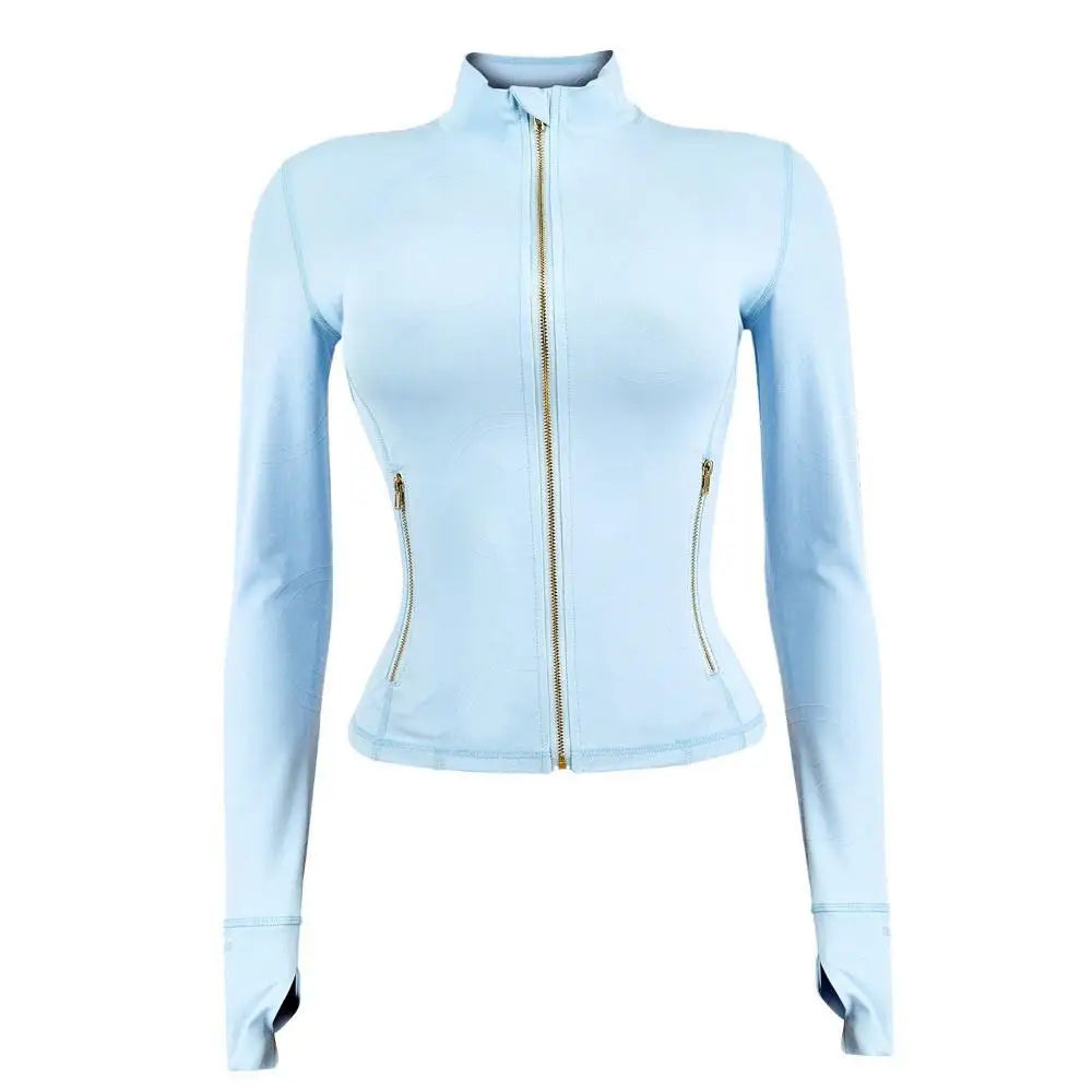 Women Yoga Jackets with Pockets Slim Fitness Thick High Quality Workout Outdoor Sportswear Long Sleeve Turtle Neck Casual Jacket