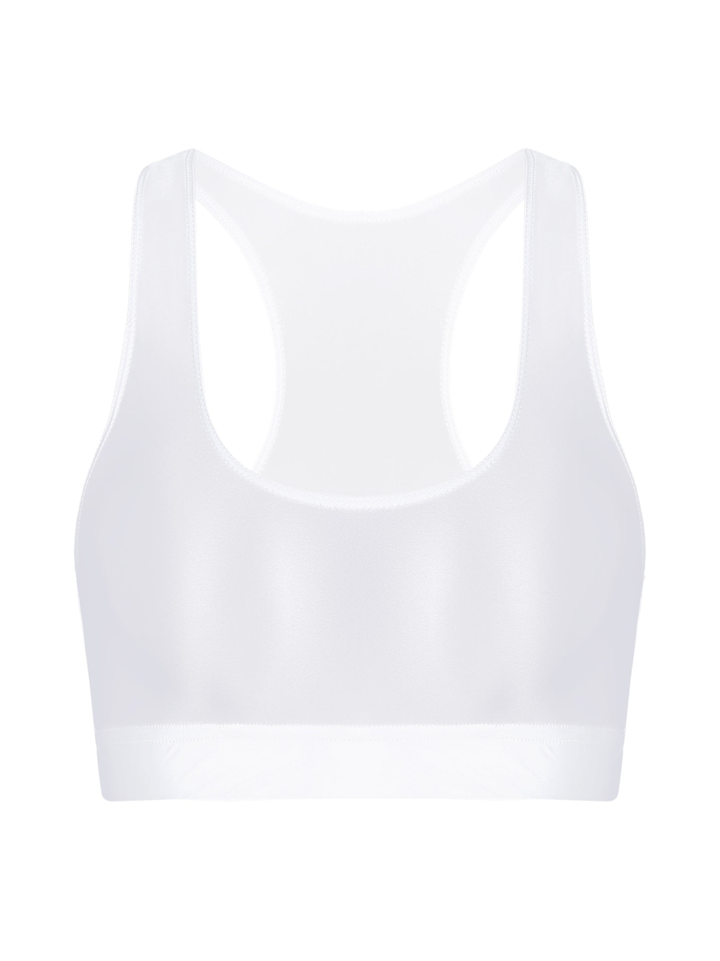 Women Glossy Swimsuit Outfit Oil Shiny Camis Crop Top Sports Fitness Smooth Tank Tops T-shirt With Panties Boxer Shorts Swimwear