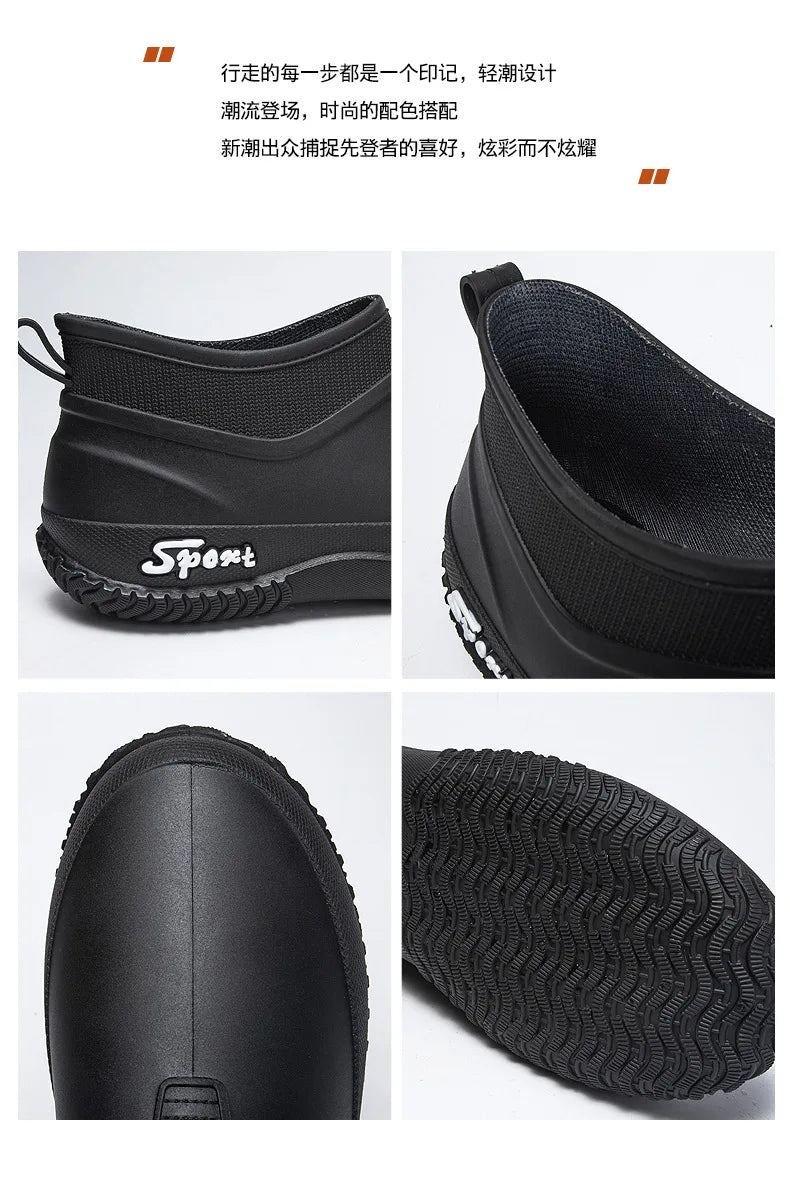 Casual Thick Bottomed Waterproof Outdoor Wear-Resistant Ladies Short Tube Water Shoes Daily Leisure Rain Boots for Women