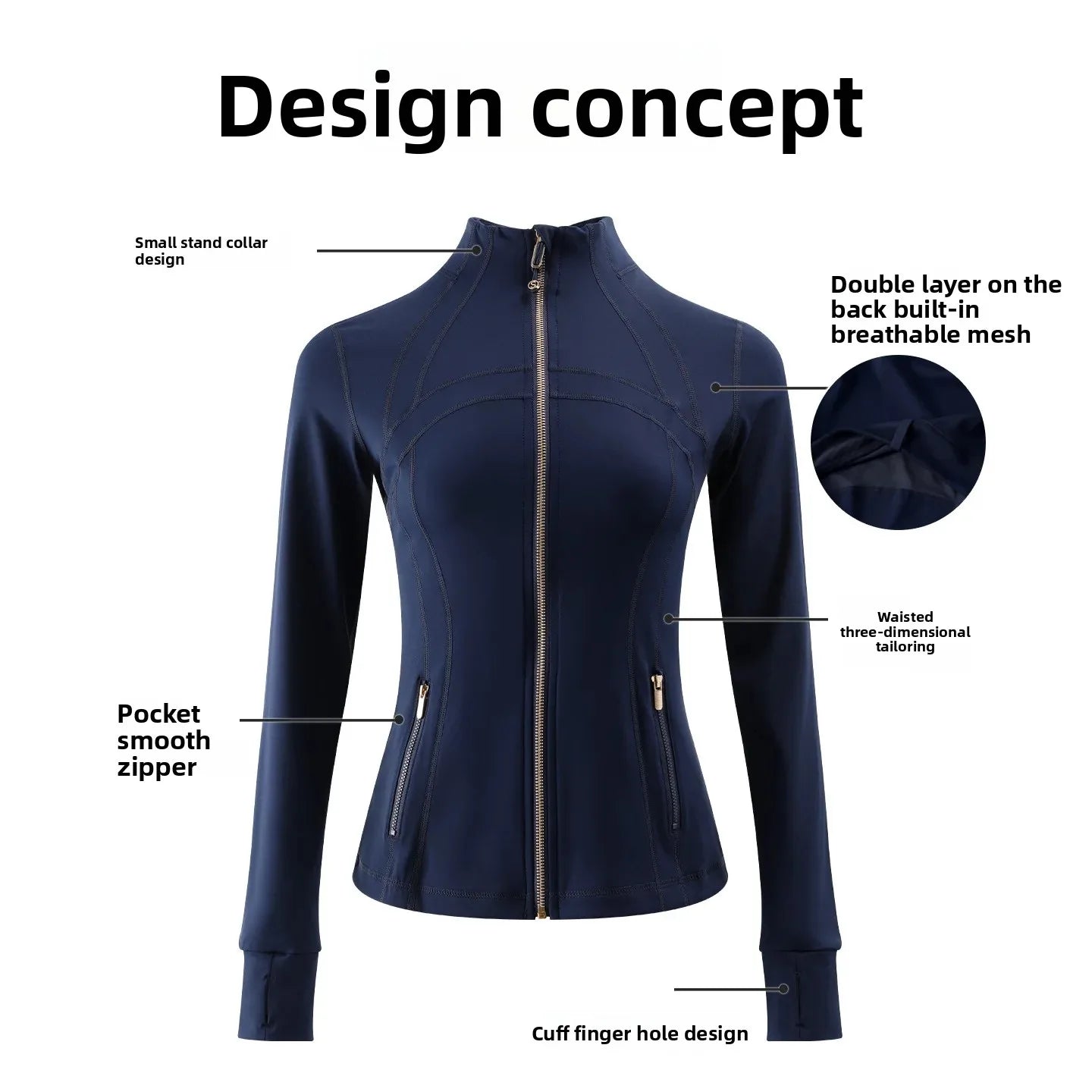 Light Blue Yoga Wear Women's Thin Outerwear 2025 New Shoulder Fit Waist Cinch Early Autumn Fishbone Sports Top