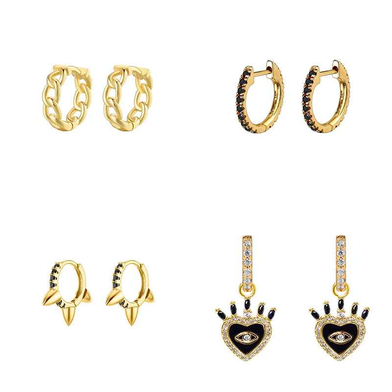 CRMYA Black CZ Zircon Dripping Oil Women's Earrings Set Fashion Gold color Earring Accessories For Women 2025 Jewelry Wholesale