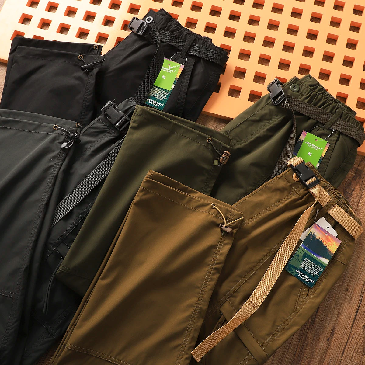 Outdoor Men's Windproof Waterproof Hiking Sports Loose Straight Multibag Workwear Casual Long Trousers Faionable Urban Sle