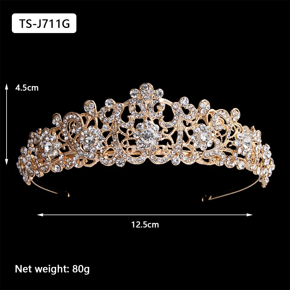Gold Color Tiaras and Crowns for Women Wedding Bridal Hair Accessories Pearl Rhinestone Headpiece Bride Headdress Prom Jewelry