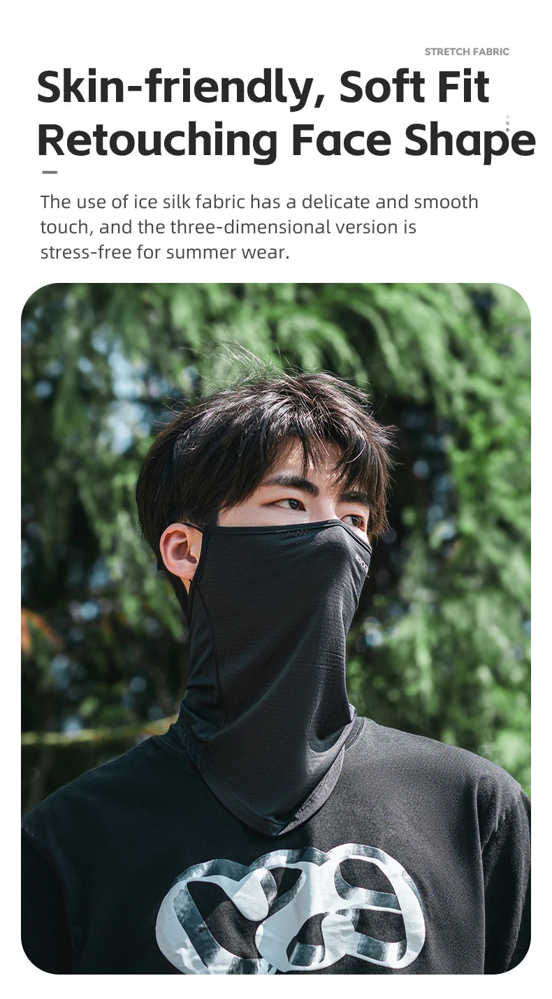 ROCKBROS Summer Ice Silk Cycling Face Mask Breathable Anti-UV  Bike Face Neck Cover Bandana MTB Road Sports Hanging Ear Scarf