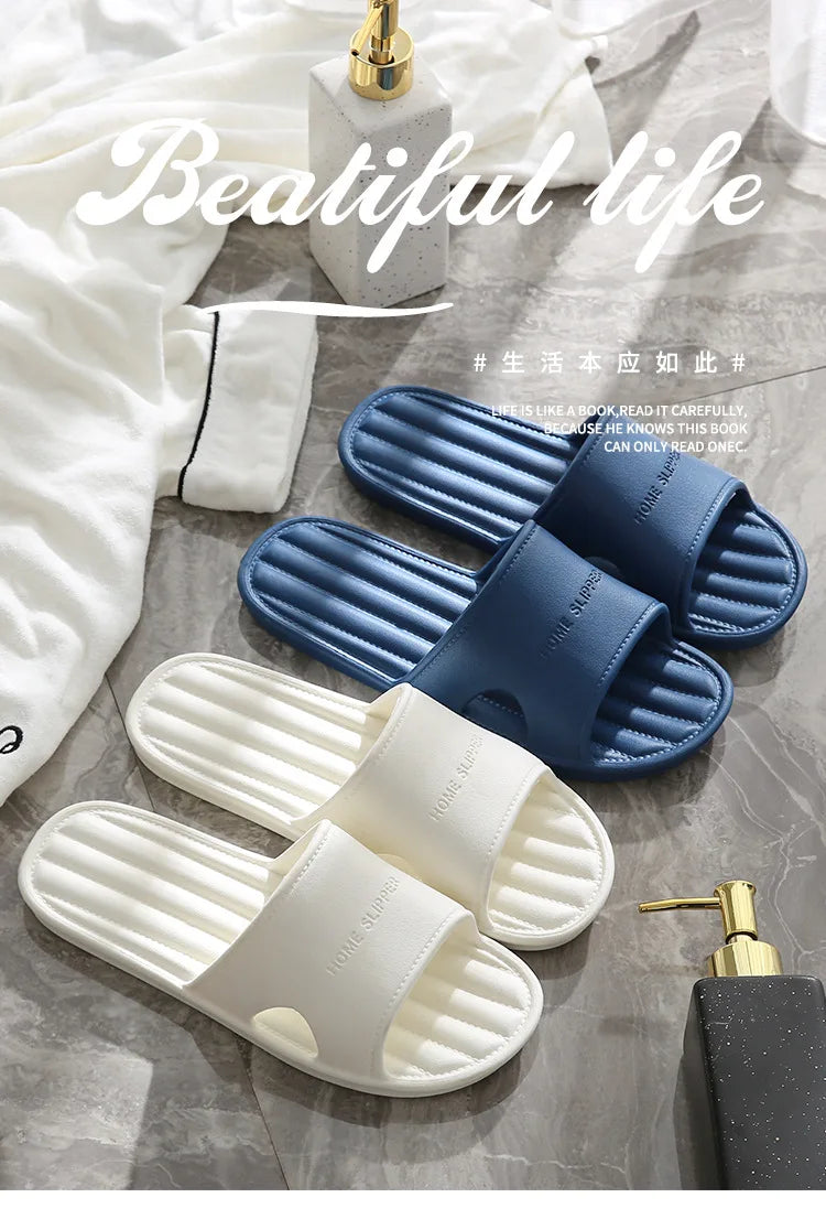 2025 Men's Summer Slippers for Home Use Women's Indoor Non Slip Shower Home Use EVA Soft Bottom Couple's Bathroom Slippers